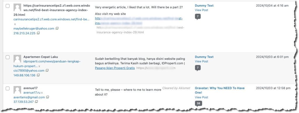 Blog comments